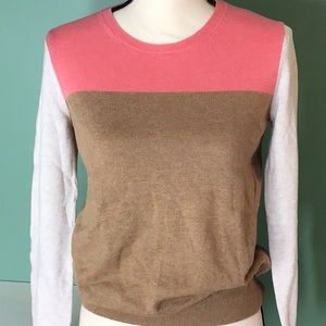 Old Navy Lightweight Colorblock Sweater S  Tan Coral & Oatmeal